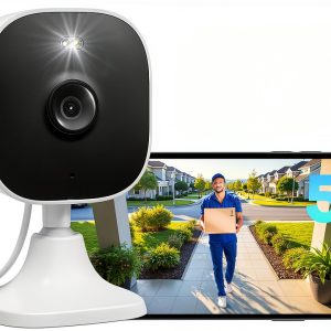 SecureCam 4MP WiFi Security Camera White Black Cube Design-0