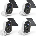 Tziarp 2K Solar Bullet Security Camera 4 Pack White Outdoor WiFi-0