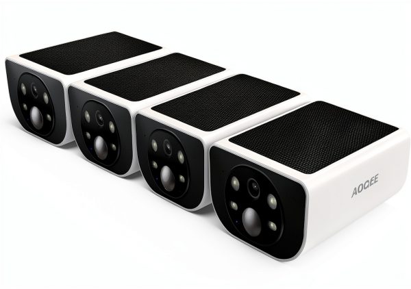 AOQEE S1 4-Pack Wireless Outdoor Camera Solar Powered 2K Night Vision-0