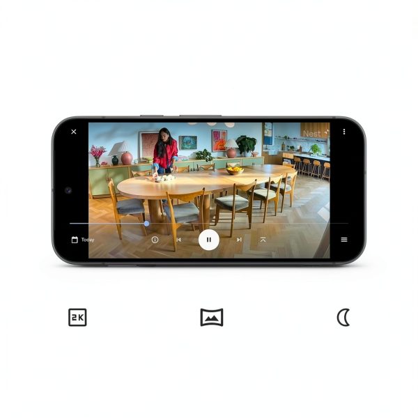 Google Nest Cam Indoor Wired Security Camera 2K HDR Berry-5