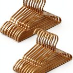 Amber Home 20 Pack Premium Matte Gold Aluminum Coat Hangers, 16.5” Extra Smooth & Durable Metal Shirt Dress Hanger, Light & Sturdy Metal Rack for Jacket Trouser Pant Slack-0