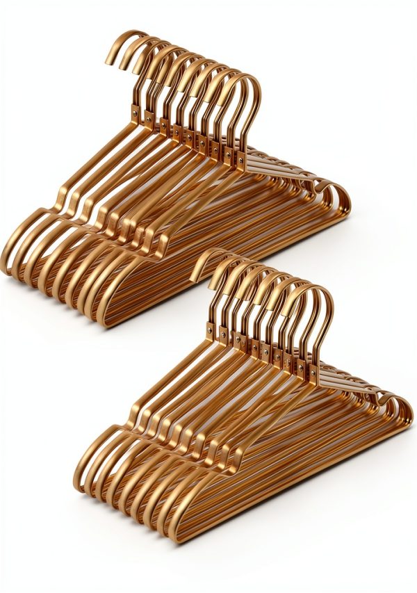 Amber Home 20 Pack Premium Matte Gold Aluminum Coat Hangers, 16.5” Extra Smooth & Durable Metal Shirt Dress Hanger, Light & Sturdy Metal Rack for Jacket Trouser Pant Slack-0