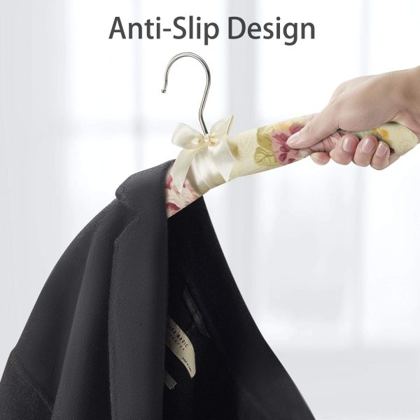 Padded Clothes Hangers for Sweaters – Women Padded Coat Hangers- Foam Hanger Non Slip Satin Canvas Covers for Adults Wedding Bridesmaid (Pack of 10)-2