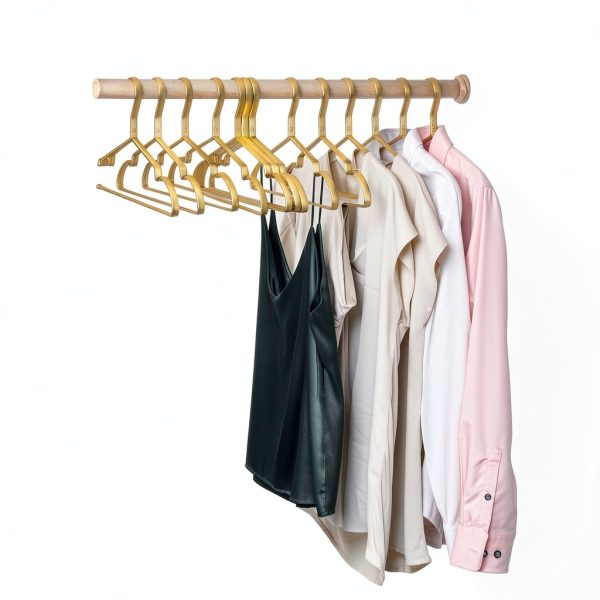 Amber Home 20 Pack Premium Matte Gold Aluminum Coat Hangers, 16.5” Extra Smooth & Durable Metal Shirt Dress Hanger, Light & Sturdy Metal Rack for Jacket Trouser Pant Slack-5
