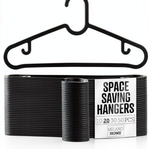 Black Thin Plastic Hangers 20 Pack milano home Space Saving Hangers-0