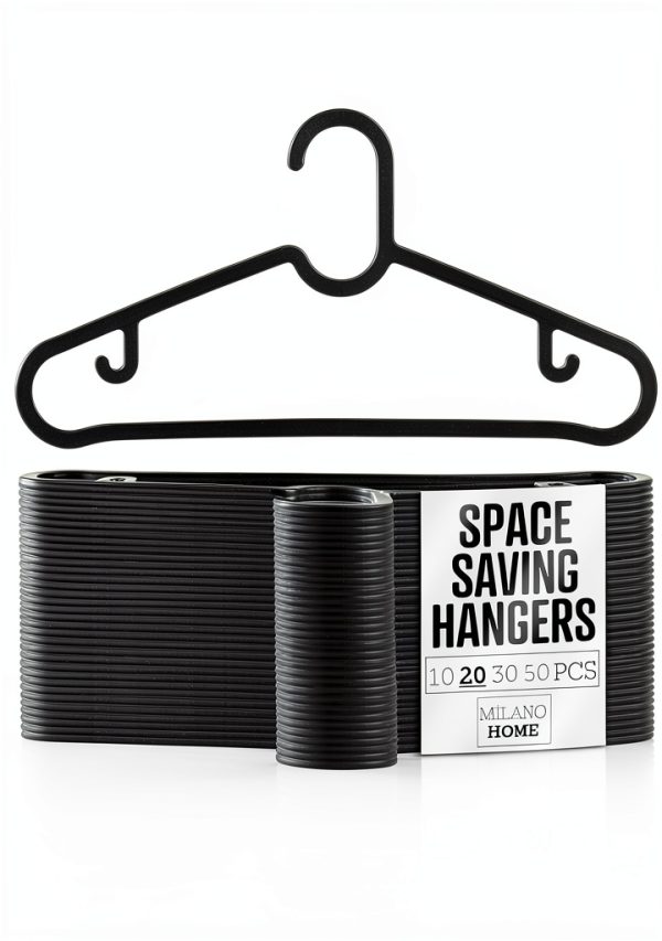 Black Thin Plastic Hangers 20 Pack milano home Space Saving Hangers-0